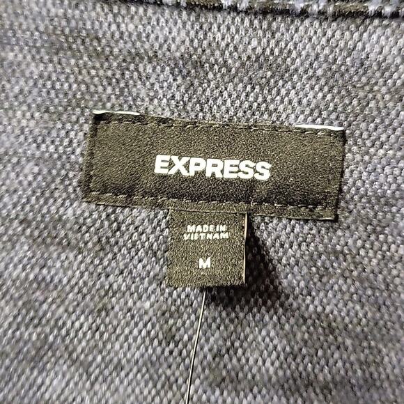 Express Blue Plaid Button Down Long Sleeve Flannel Shirt Mens Size Medium NWT - Picture 4 of 10